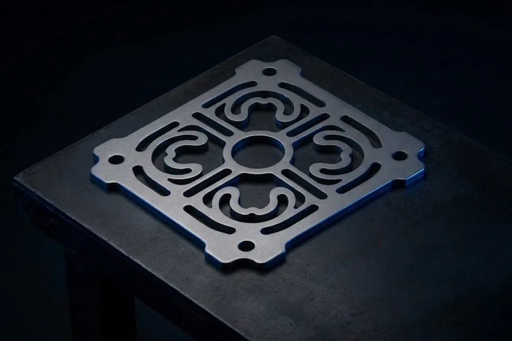 A clean finished plasma-cut steel part ready for delivery